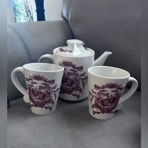 Vintage California Pantry 4pc Red Teaset Coffee Mugs rare find